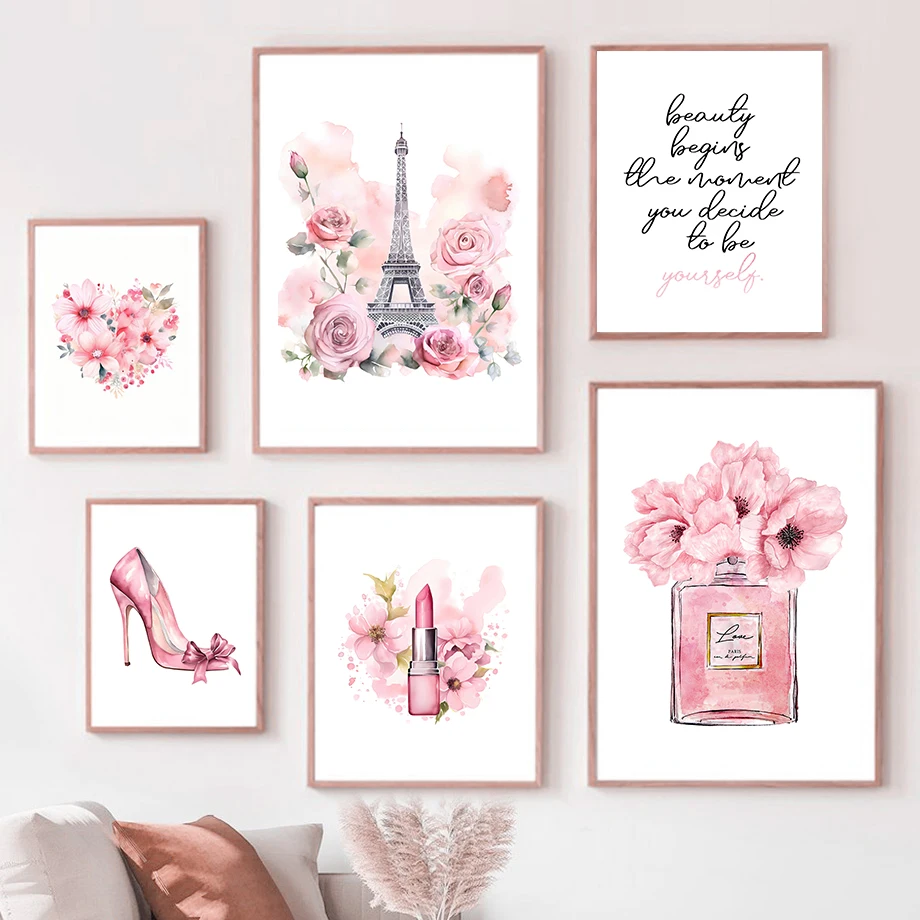 Room Spray Bottle - Paris Fashion Art Poster Pink Eiffel