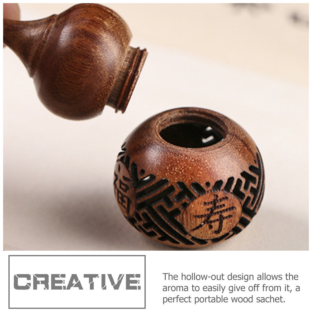 Hollow Carved Wooden Gourd Sac - Aroma Bead Sachet 评论和价格
